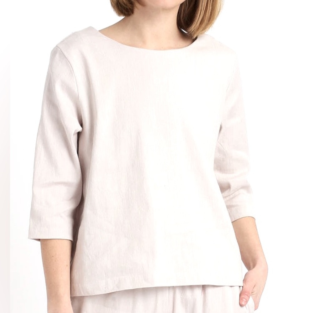Jarbo Jewel Easy Top in Linen Cotton 3/4 Sleeve Linen Top Size 6 EU36
